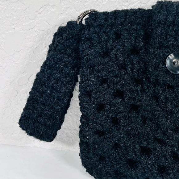 Black Crochet Wristlet Bag - Picture 3 of 11